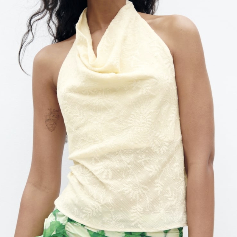 Emborided Halter Top Zara S Cream